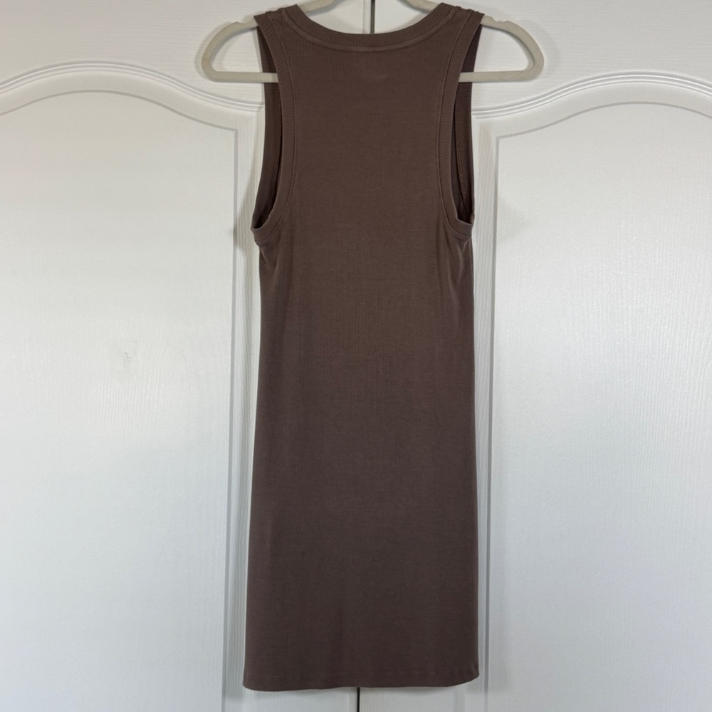 Aritzia Wilfred Free Dunes Mini Dress Taupe Tan Ribbed - Medium - Picture 3 of 8
